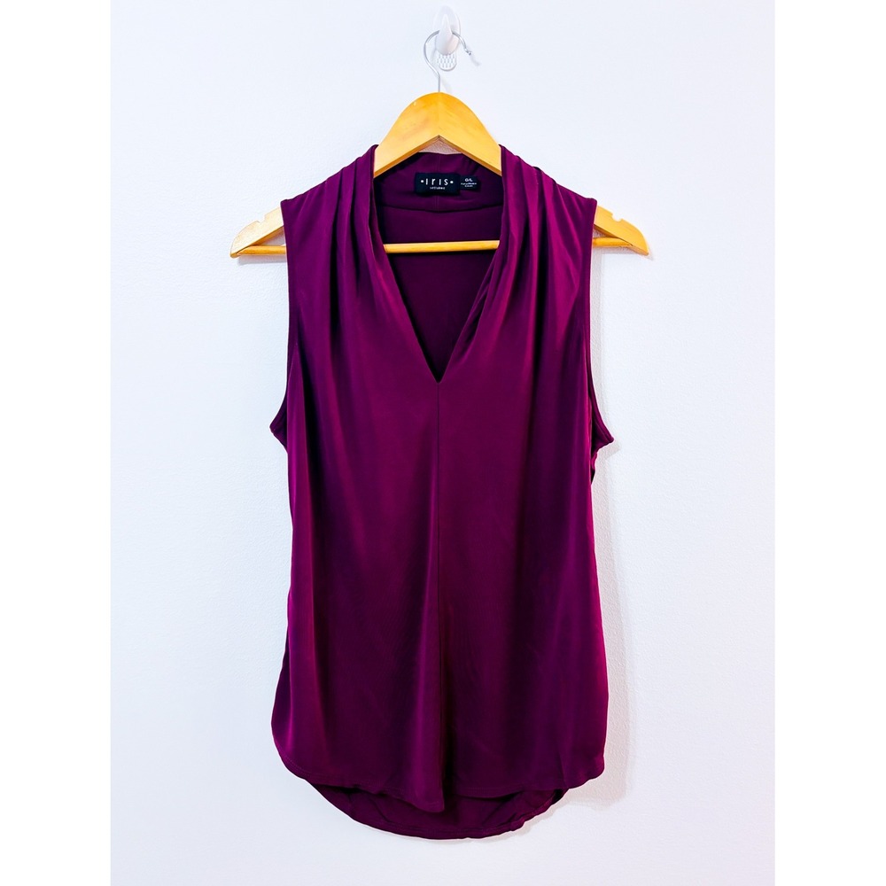 IRIS SETLAKWE Plum Sleeveless Blouse | Draped Career Chic | Large